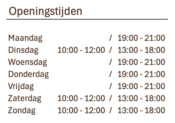 Foto van de openingsuren